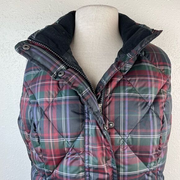 Eddie Bauer Plaid Goose Down Vest Size M EUC - Picture 2 of 7
